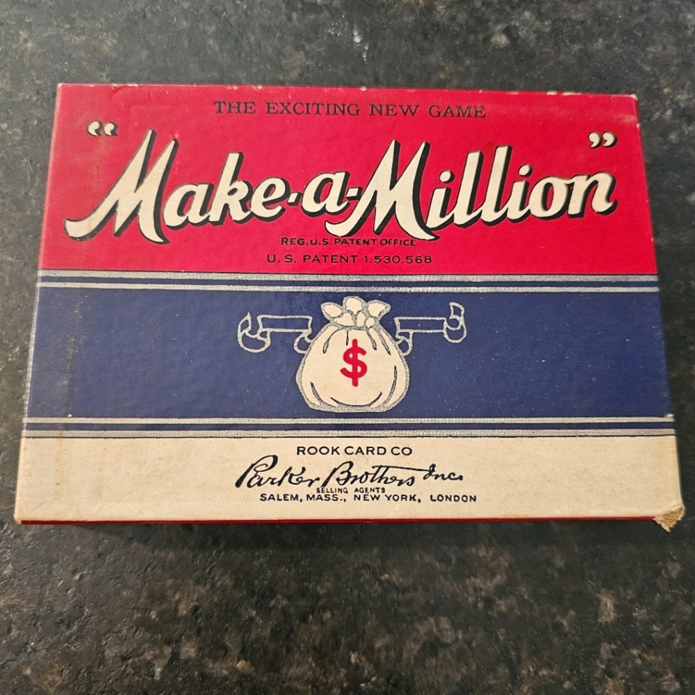 Vintage '34 Parker Brothers "Make-a-Million" Card Game